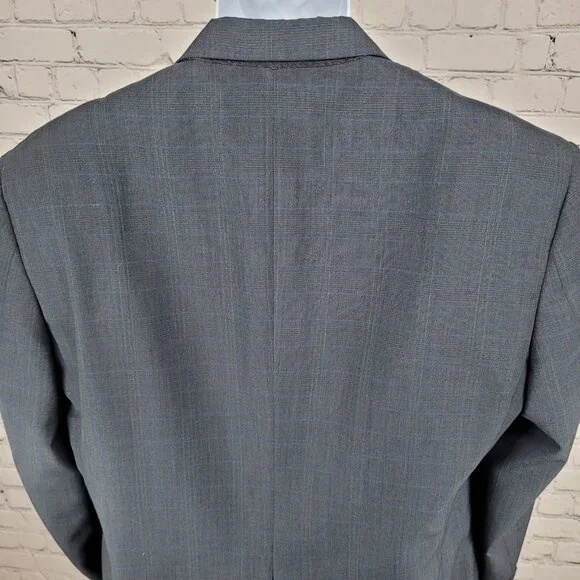 Hart Schaffner & Marx Blue Check Full Suit USA Made Jacket Size 42R Pants 34x31